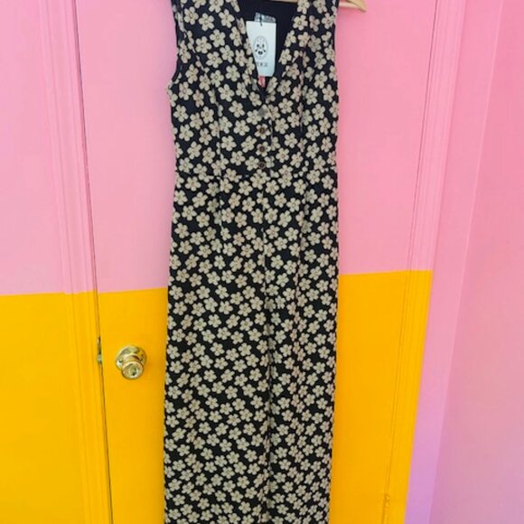 CIDER Collar Floral Wide Leg Jumpsuit - M - Picture 4 of 11